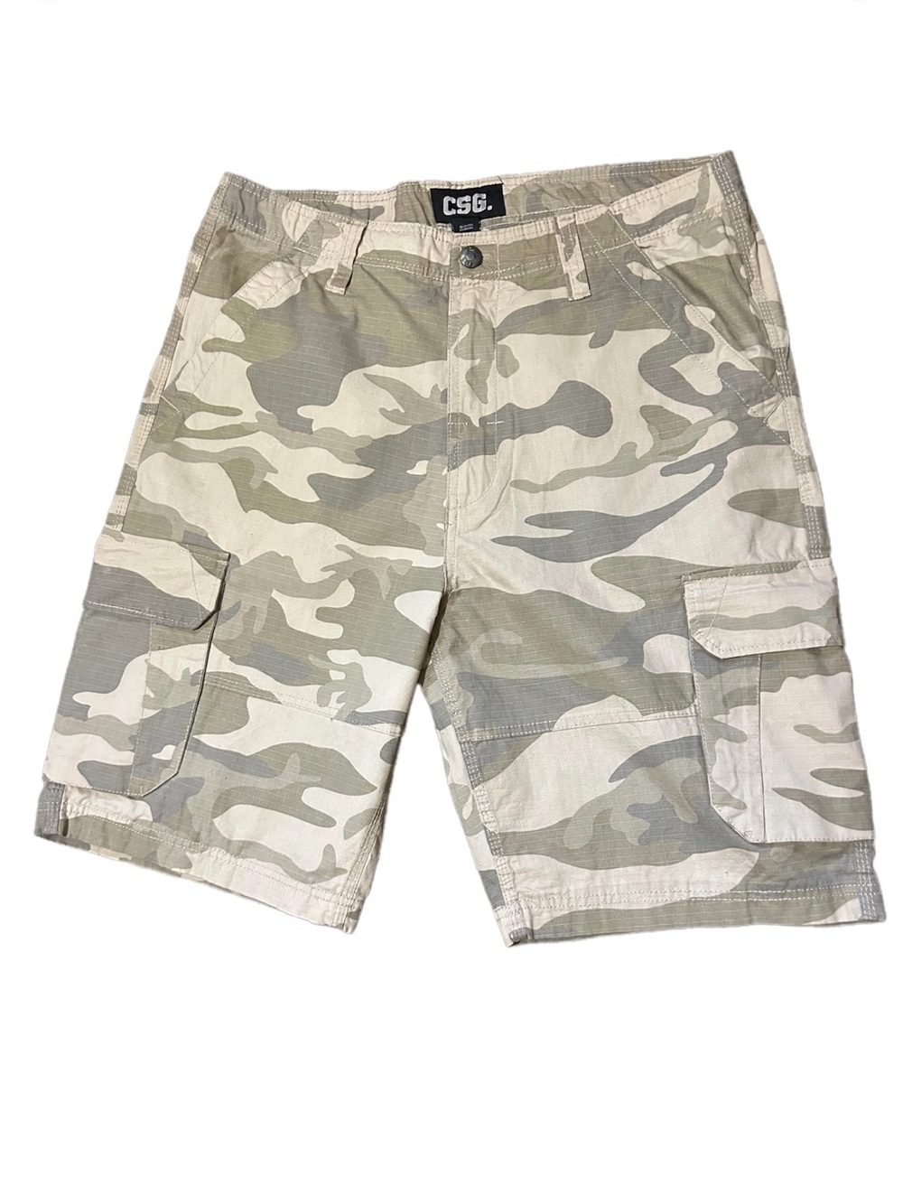 Men's Desert Camo Cargo Shorts - Beige/Green Relaxed Fit